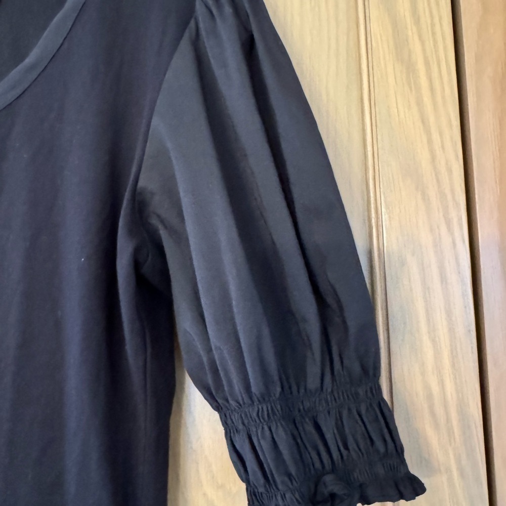 NWT Tahari Black Puff Sleeve Tee Dual Fabric Viscose Blend / medium - Picture 7 of 10